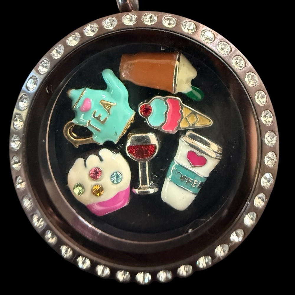 NEW Origami Owl Style Chocolate Brown Floating Charm Locket & Chain -Foodie Set - Picture 4 of 14